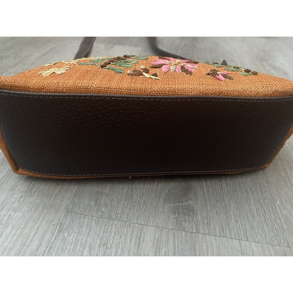 Liz Claiborne Baguette Cross Body Bag Boho Cottagecore Embroidered Flowers Straw - Picture 5 of 15